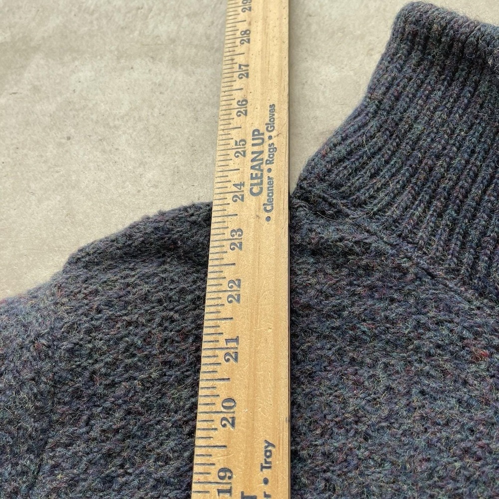 Vintage 80s L.L. Speckled Gray Wool Fisherman Zip Cardigan Sweater Coastal L - Picture 5 of 7